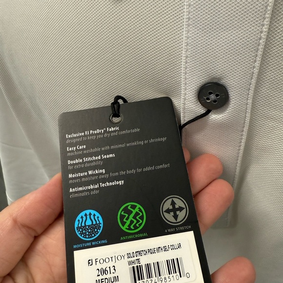 FootJoy Men's NBC Golf  White Polo Shirt - Picture 3 of 6